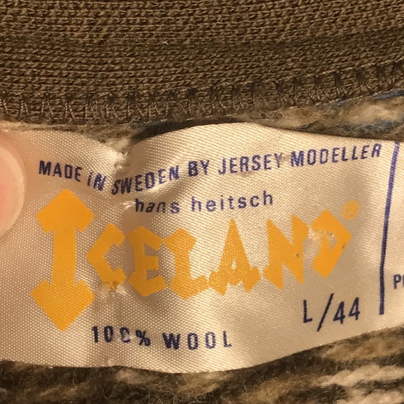 Vintage Jersey Modeller Hans Heitsch Icelandic wool v neck sweater Large 44 - Picture 2 of 6